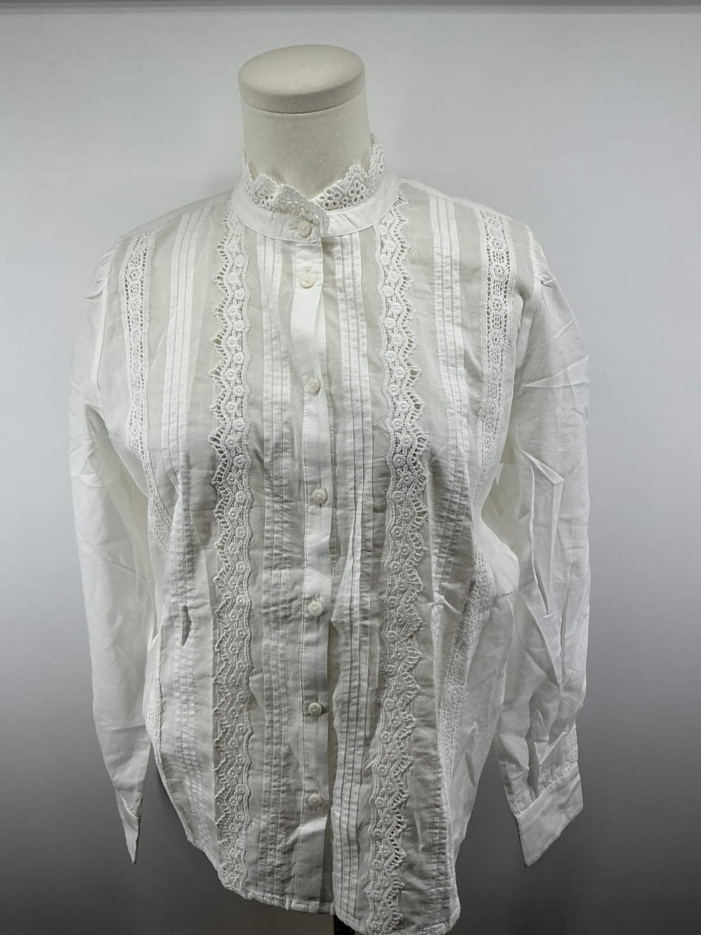 Organic Cotton Voile Lace Detail Blouse